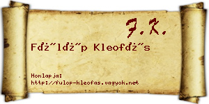 Fülöp Kleofás névjegykártya